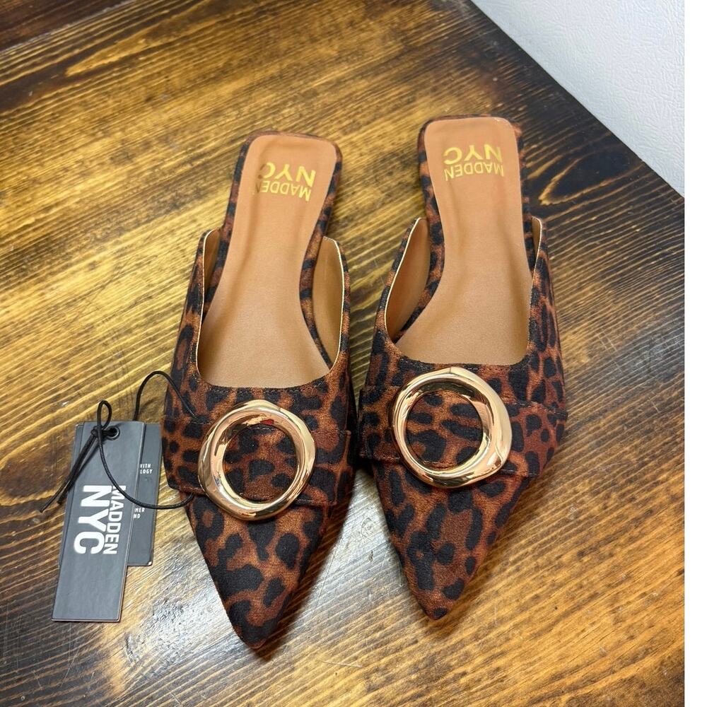 Madden NYC Leopard Print Pinted Toe Flats Size 6
